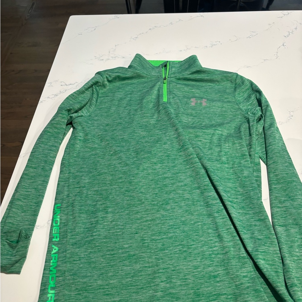 Under Armour Kids Green Long Sleeve Tee with Zip